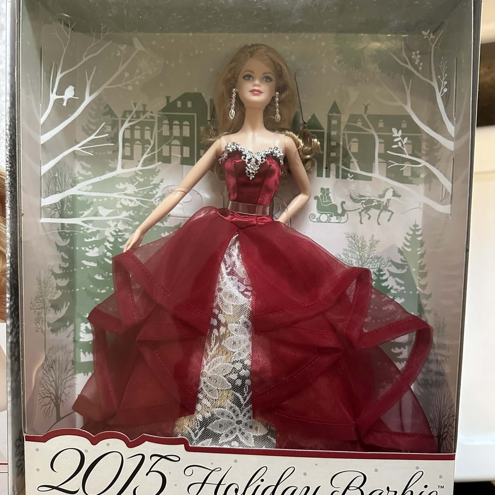 Barbie Holiday Doll in Burgundy and White Gown